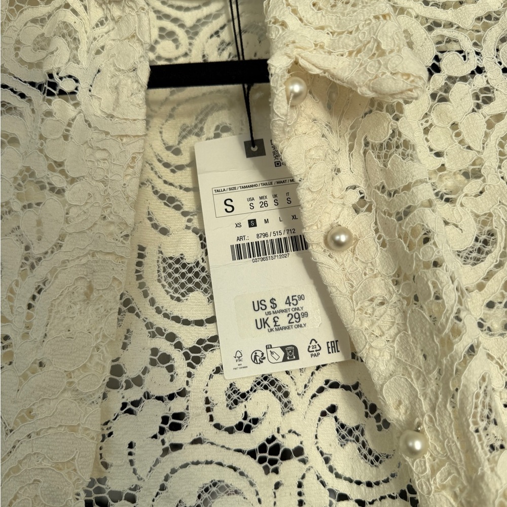 Zara Ivory Lace Blouse - Picture 5 of 7